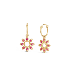 Jasmine Flower Ruby Drop Earrings