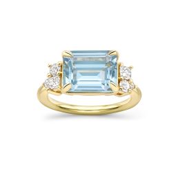 Claudie Aquamarine & Lab-Created Diamond Ring