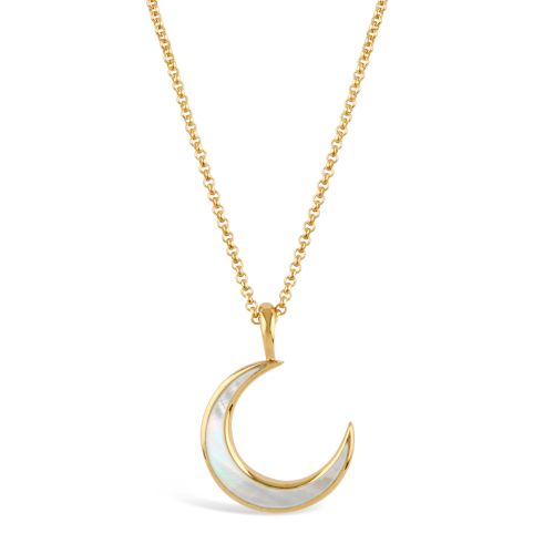 Moon Charm Pendant with Inlaid Mother of Pearl