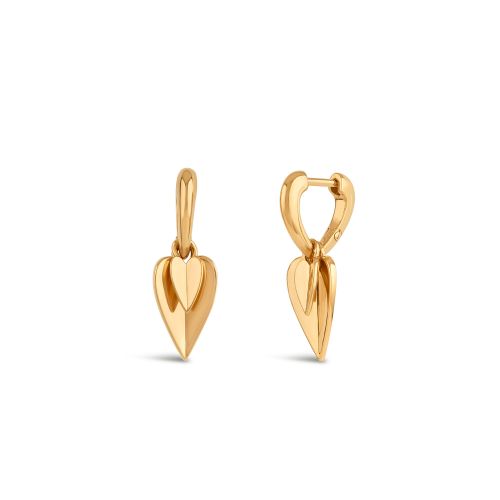Folded Heart Duo Drop Hoops