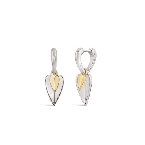 Folded Heart Duo Drop Hoops
