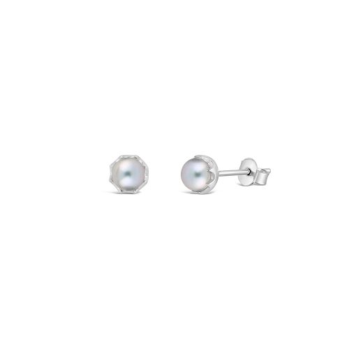 Gem Drop Grey Freshwater Pearl Stud Earrings