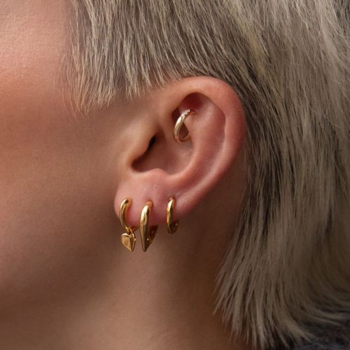 Folded Heart Drop Hoops
