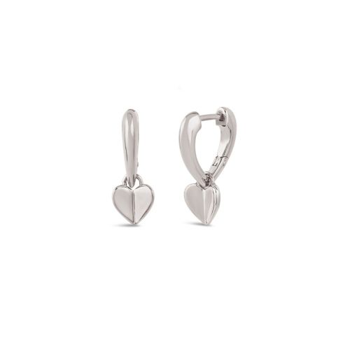 Folded Heart Drop Hoops