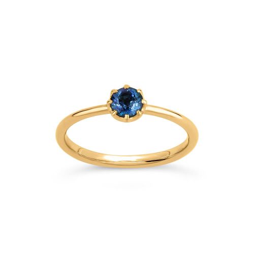 Ellie 18K Gold Solitaire Fine Blue Sapphire Ring