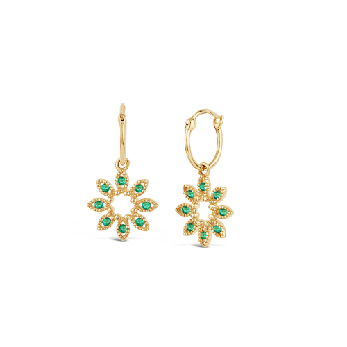 Jasmine Flower Emerald Drop Earrings