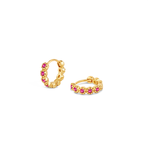 Forget Me Not Ruby Huggie Hoops