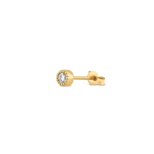 Solid Gold Created Diamond Jasmine Round Single Stud