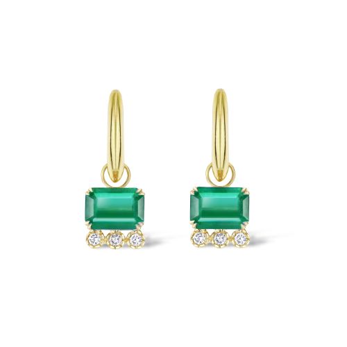 Betony Emerald & Lab-Created Diamond Drop Earrings