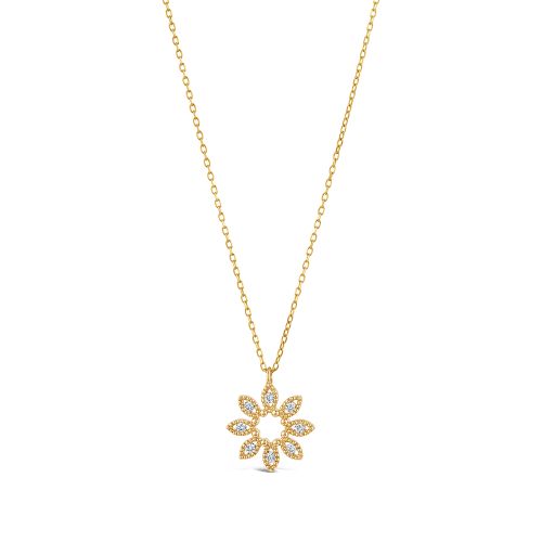 14k Diamond Jasmine Flower Pendant