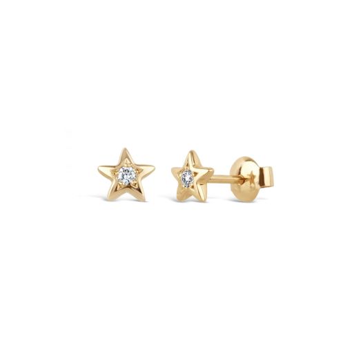 Bijou Recycled Gold Star Diamond  Stud Earrings 