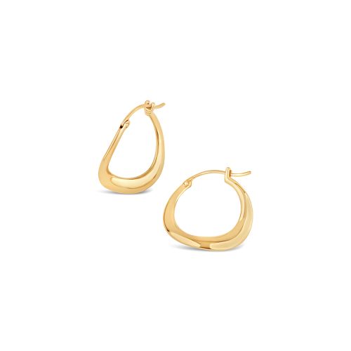 Wave Solid Gold Hoops
