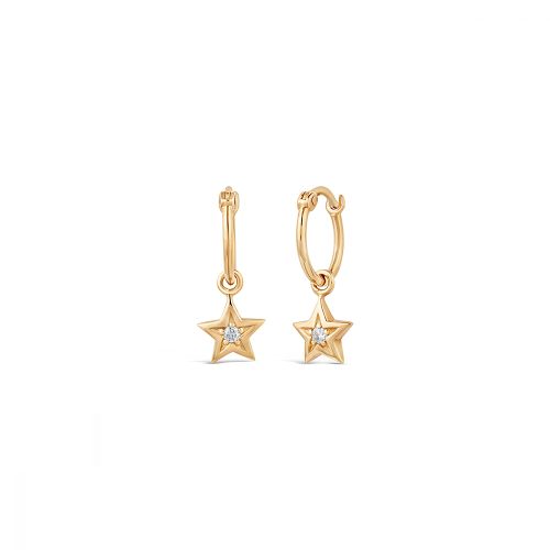 Bijou Recycled Gold Star Diamond Hoop Earrings