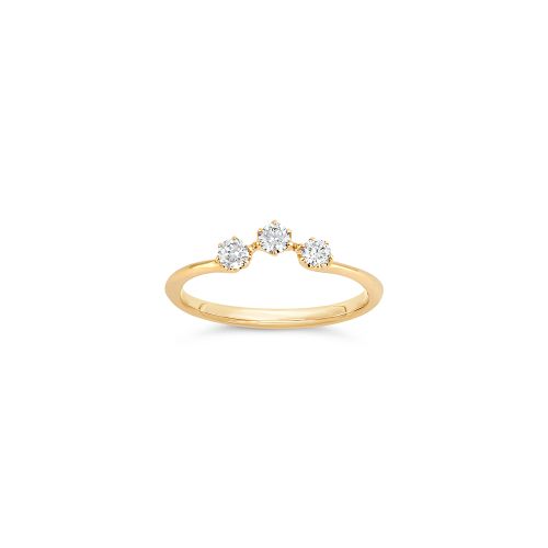 Mini Curve Recycled Gold Diamond Crown Pinky Ring 