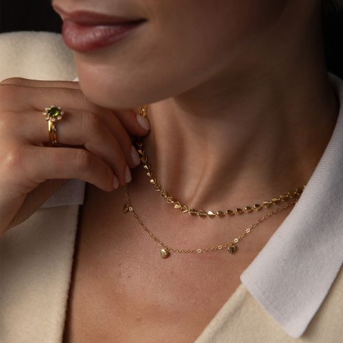 Folded Heart Linked Necklace