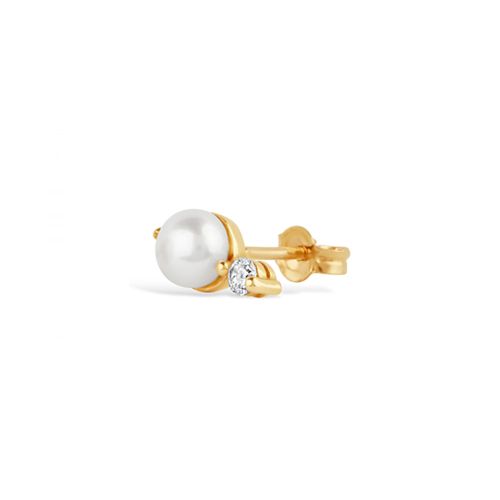 Single Shuga Pearl & Lab-Created Created Diamond Stud