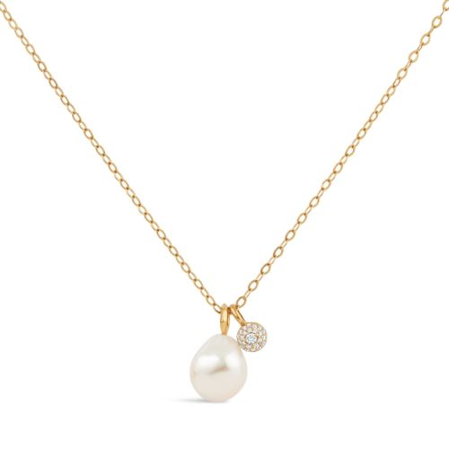 9k Gold Freshwater Pearl & Created Diamond Bon Bon Pendant
