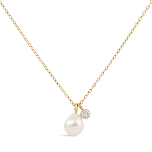 9k Gold Freshwater Pearl & Created Diamond Bon Bon Pendant