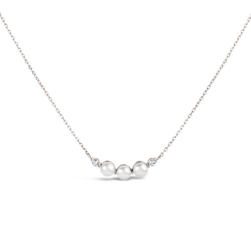 Peal and Diamond Bar Necklace