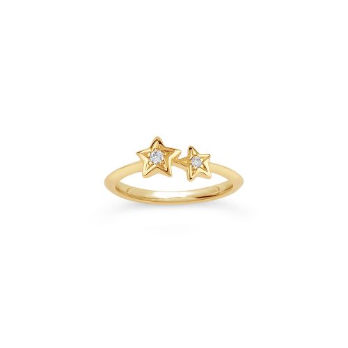 Bijou Duo Star Recycled Gold Diamond Pinky Ring 