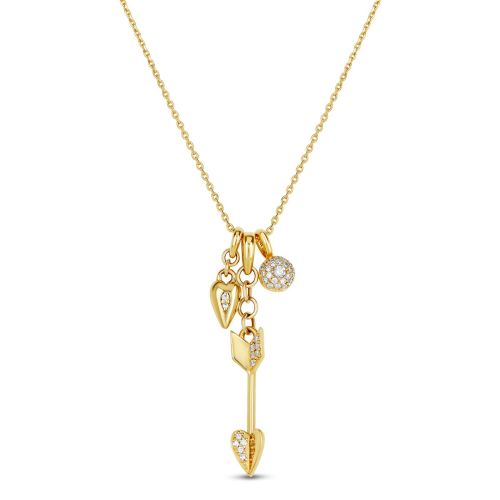 My World Mini Heart, Arrow and Bon Bon Charm Cluster Pendant