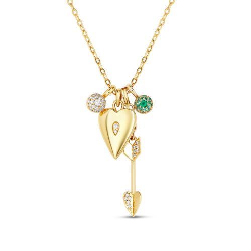 My World Heart Locket, Arrow and Bon Bon Charms Cluster Pendant