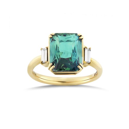 Mae West Green Sapphire & Diamond Ring 