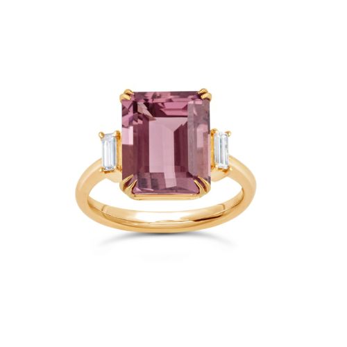 Mae West 18k Fine Rose Pink Tourmaline & Diamond Ring