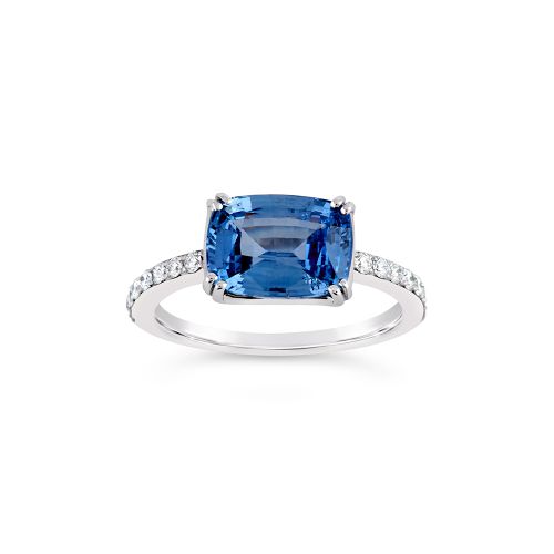 Laura 18k Gold Cornflower Blue Sapphire & Brilliant Cut Diamond Ring