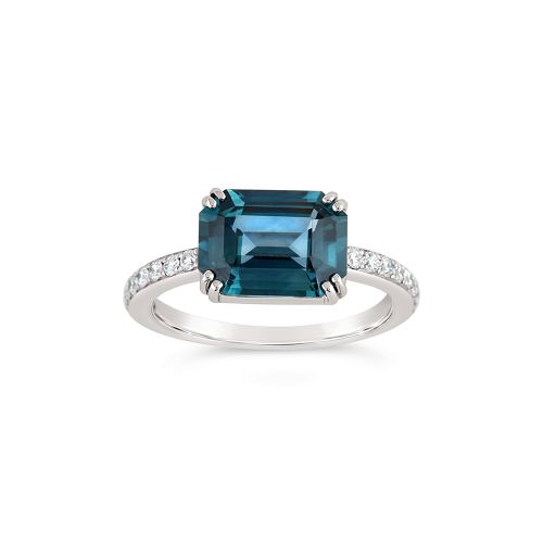 Laura 18k Gold Teal Sapphire and Brilliant Cut Diamond Ring