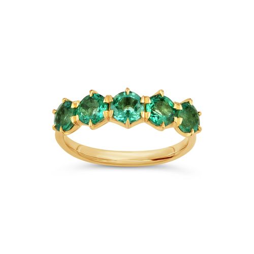 Elyhara 18k Gold Emerald Five Stone Ring  