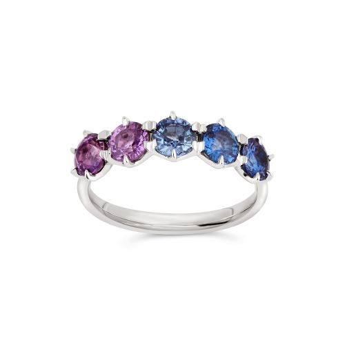 Elyhara 18k Fine Ombree Blue & Mauve Sapphire Five Stone Ring