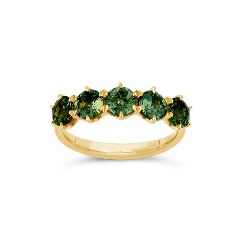 Elyhara 18K Fine Verdant Green Sapphire Five Stone Ring