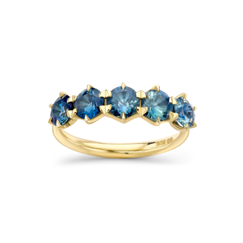 Elyhara 18k Fine Teal Sapphire Five Stone Ring