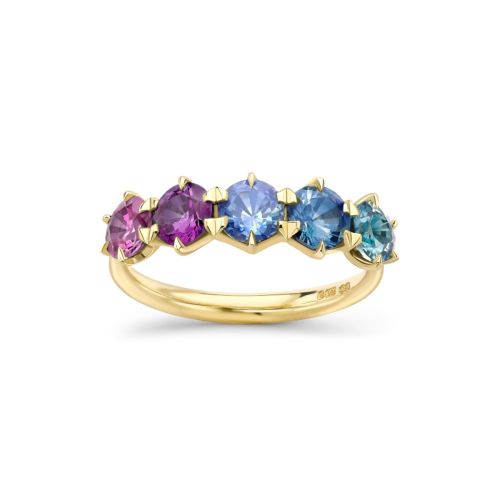 Elyhara 18k Fine Ombre Sapphire Five Stone Ring 