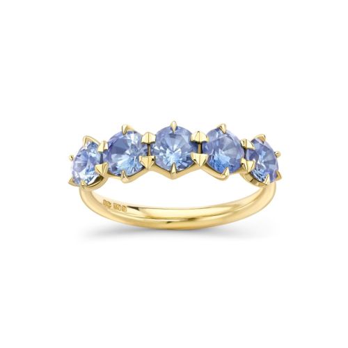 Elyhara 18k Fine Pale Cornflower Blue Sapphire Five Stone Ring 