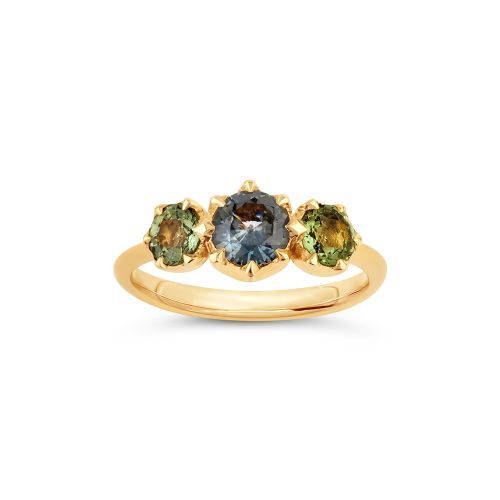 Elyhara 18k Fine Green Sapphire Medium Trilogy Ring