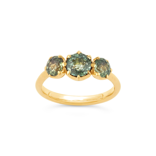 Elyhara 18k Fine Green Sapphire Medium Trilogy Ring