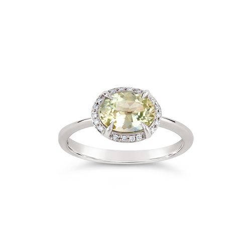 Mia 18k White Gold Fine Green Sapphire and Brilliant Cut Diamond Ring