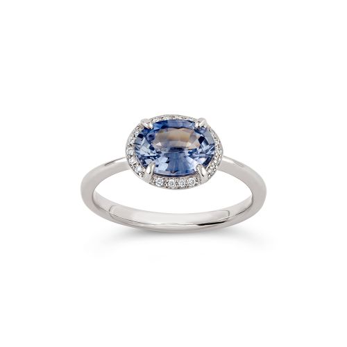 Mia 18k White Gold Fine Cornflower Blue Sapphire & Brilliant Cut Diamond Ring