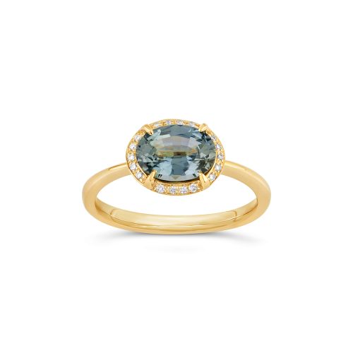 Mia 18k Yellow Gold Fine Ocean Blue Sapphire and Brilliant Cut Diamond Ring