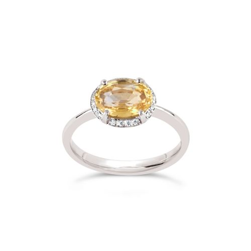 Mia 18k White Gold Fine Lemon Yellow Sapphire and Brilliant Cut Diamond Ring