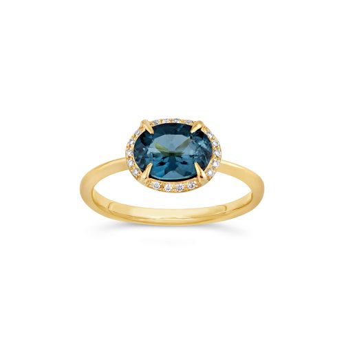 Mia 18k Yellow Gold Fine Vivid Teal Tourmaline and Brilliant Cut Diamond Ring