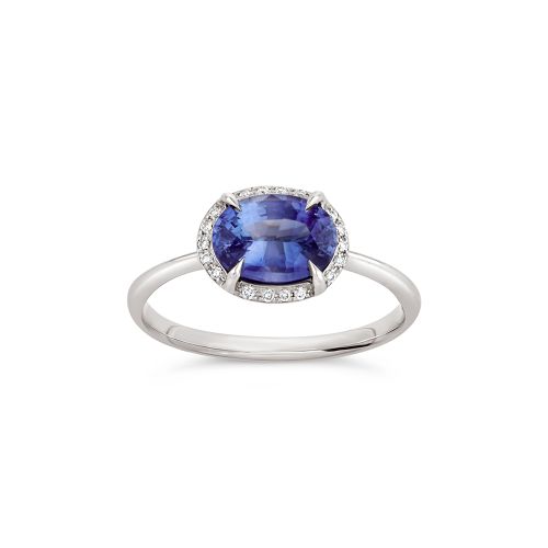 Mia 18k White Gold Fine Blue Sapphire & Brilliant Cut Diamond Ring