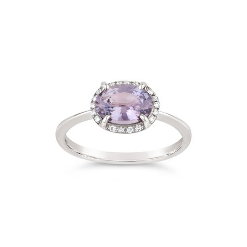 Mia 18k Fine Lilac Blue Sapphire & Diamond Ring