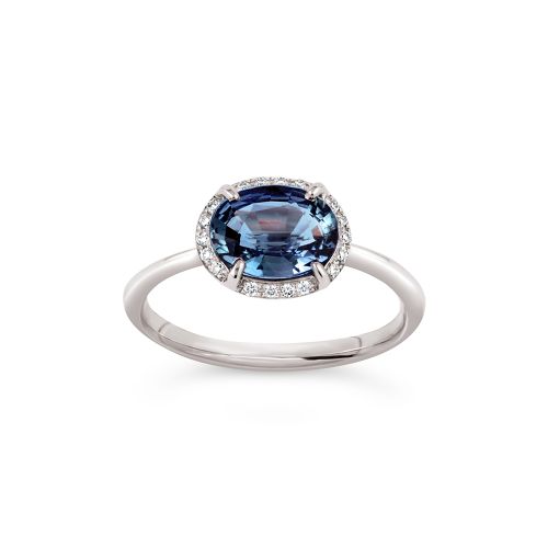 Mia 18k White Gold Blue Sapphire & Brilliant Cut Diamond Ring