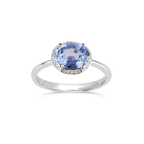 Mia 18k Pale Cornflower Blue Sapphire & Brilliant Cut Diamond Ring