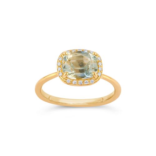 Sheba Cushion 18K Fine Bi-Colour Parti Blue Lemon Sapphire & Diamond Ring