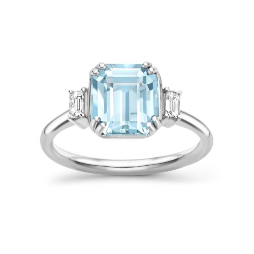Mini Mae West 18k Fine Aquamarine & Diamond Ring