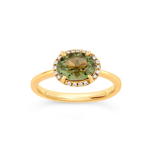 Mia 18k Yellow Gold Fine Green Sapphire and Brilliant Cut Diamond Ring